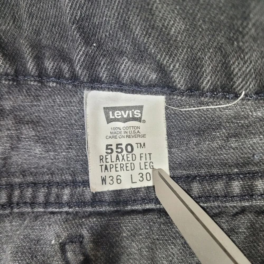 Vtg 90s Levi's 550 Jeans Black Orange Tab Jeans Denim Mens 36x30 (Fits 34x30)